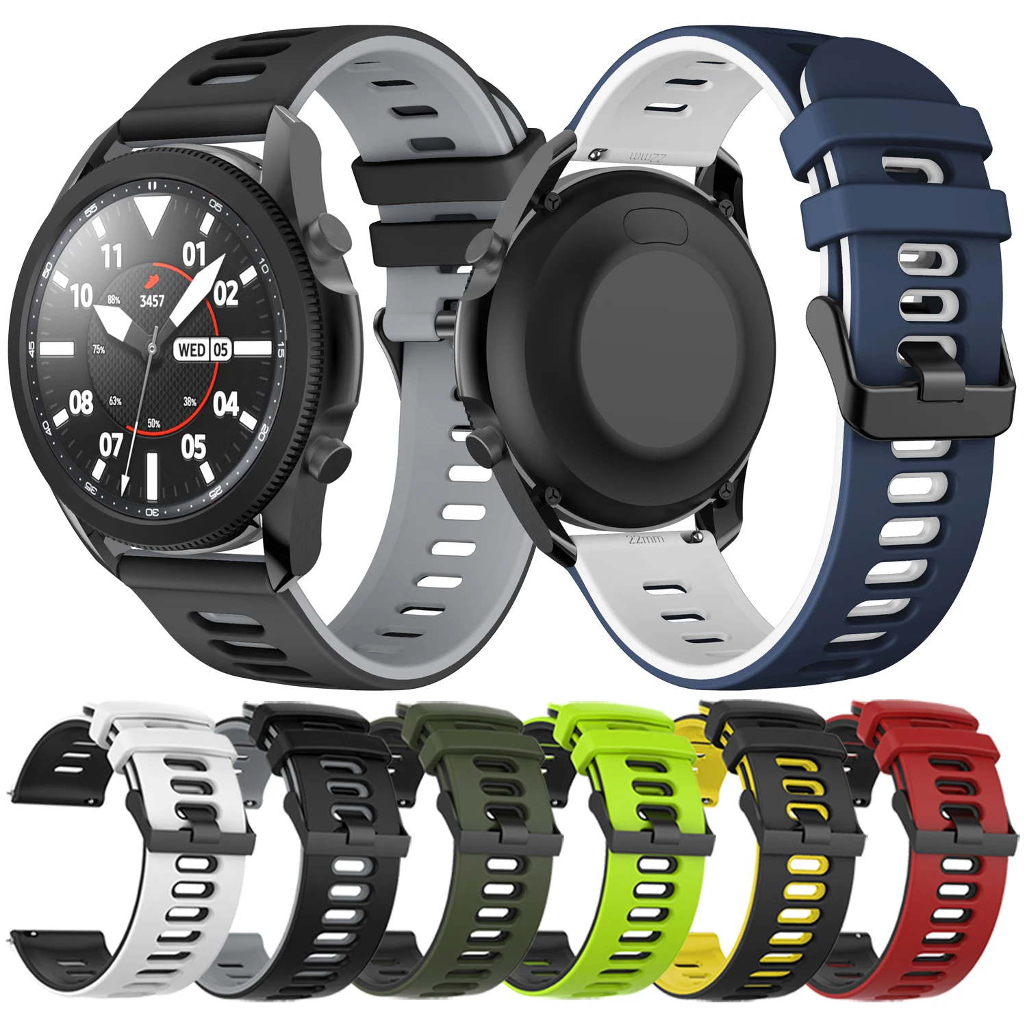 Силиконовый спортивный ремешок 22 мм для Samsung Galaxy Watch 3 45 Gear S3 умные часы Huawei gt 2e