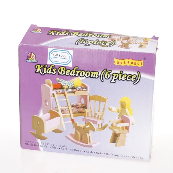 Классическая деревянная мебель для кукольного домика (5 шт.) кроватка люлька