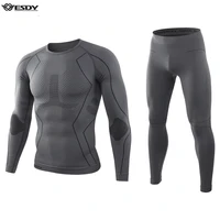 esdy new winter quality fitness thermal underwear sets men tight compression sweat quick drying thermo underwear male clothing