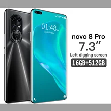 Novo 8 Pro 7.3 Inch Left Digging Screen 5G Smartphone 16+512GB 6800mAh For Huawei P50 Pro Samsung Xiaomi Phone Android 11.0