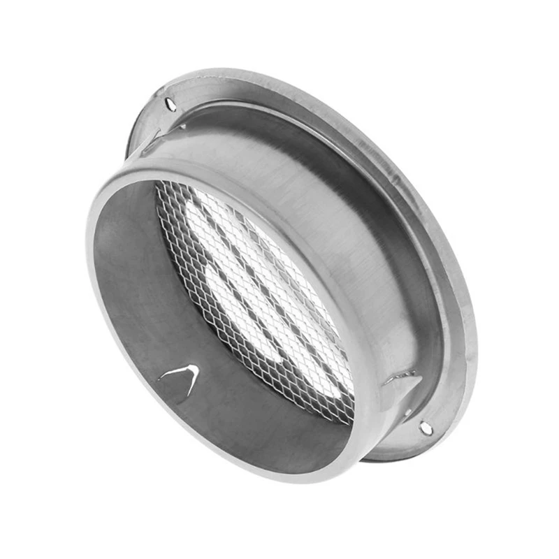 

Hot SV-2 Pcs Stainless Steel Exterior Wall Air Ventilation Hood Round Rainproof Thickened Air Duct Outlet Grille