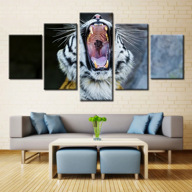 Embelish 5 штук Дикий Тигр крик Современный домашний декор модульная фотографии Wall Art