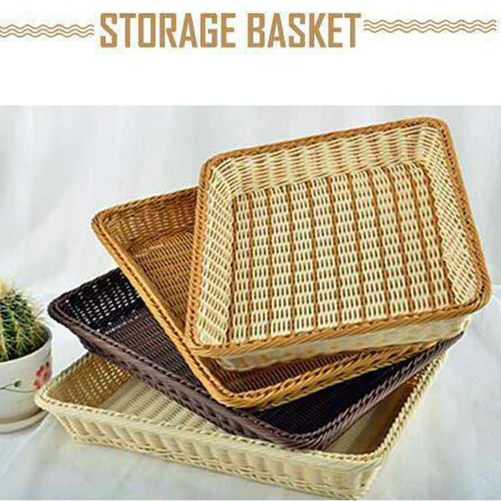 Simulation Rattan Bread Basket Dried Fruit Storage Supermarket Display Snack Plate Home Plastic | Дом и сад