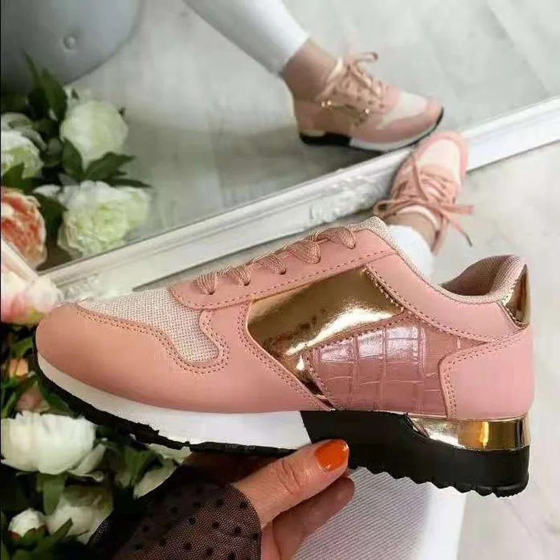 

Women Lace Up Sneaker Casual Suede Leather Breathable Mixed Color Platform Sport Shoes Autumn Fashion Running Walking Sneakers