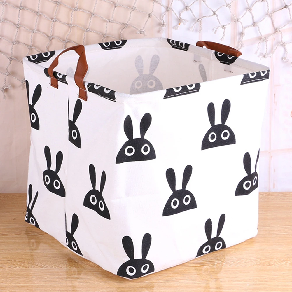 

Storage Basket Square Laundry Hamper Bin Cartoon Pattern Durable with Handles for Baby Kids Toy Clothes Book Organizer
