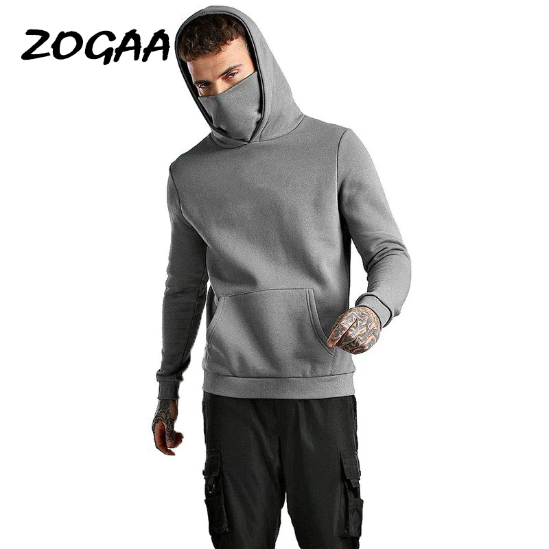 

ZOGAA Hoodies Men Winter Hot Sale Men's Hooded Mask Solid Casual Trendy Sweatshirt Hooded Oversized All-match Chic Lounge Wear