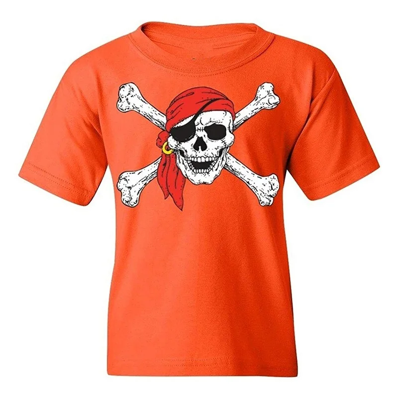 Футболка с изображением черепа и костей Молодежная рубашка пиратского флага в