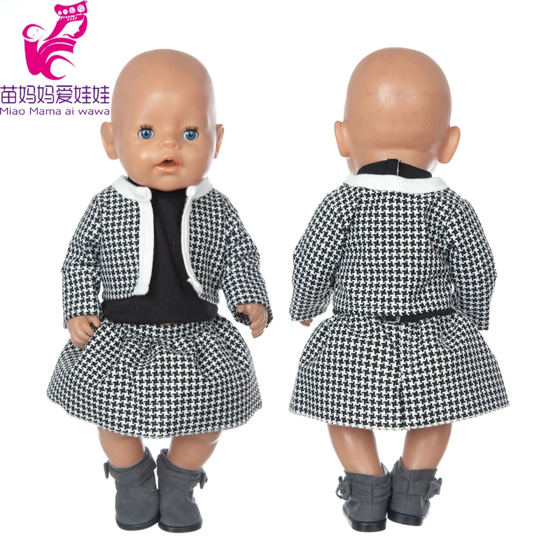 

Кукла-младенец форма Черная куртка белая клетчатая юбка 18 "Одежда для куклы американская девушка одежда игрушки для животных инвентарь