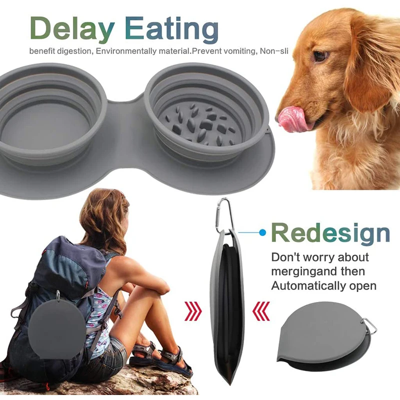 

Collapsible Dog Bowl Feeder Adjustable Silicone Portable Nonskid Pet Cat Safe Nontoxic Puppy Outdoor Travel Water Food Dispenser