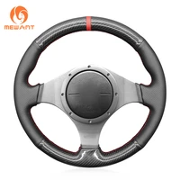 mewant black pu carbon fiber hand sew car steering wheel cover for mitsubishi lancer evolution 8 viii lancer evolution 9 ix
