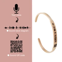 voice engraving sound memo bangle custom secret message qr code sound wave cuff bracelet personalized soundwave creative gift