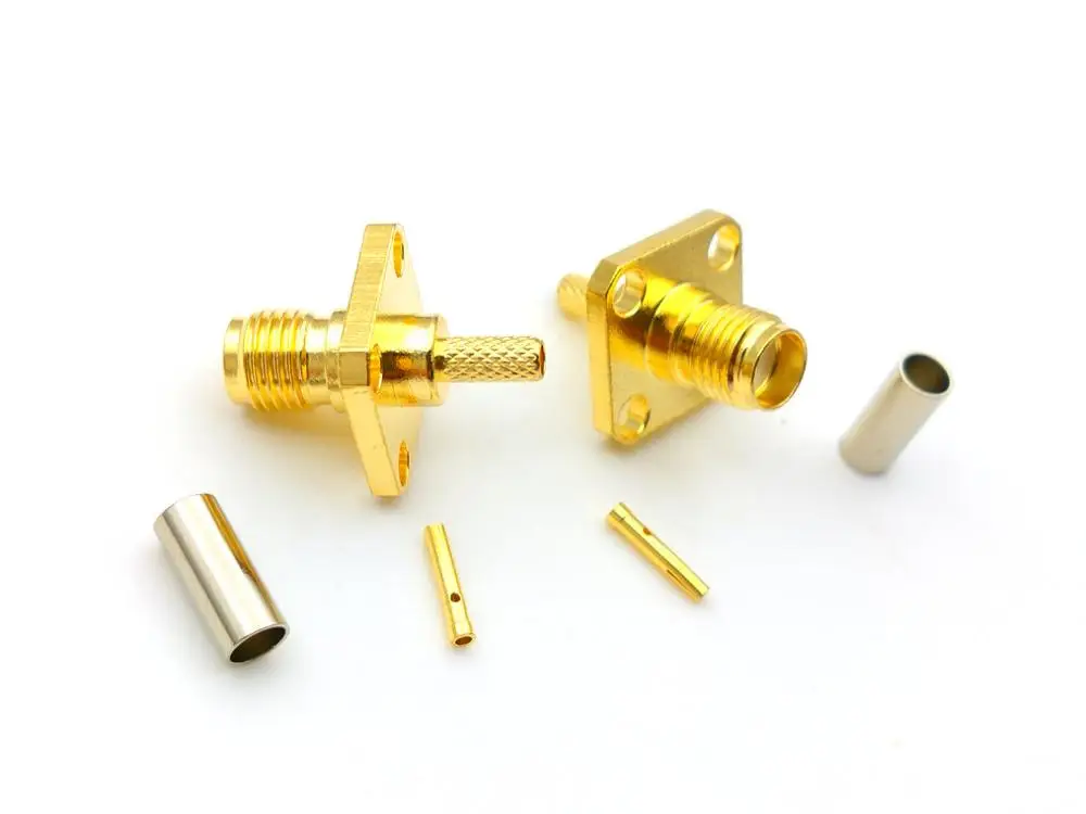 100 шт. RF коаксиальный разъем SMA для монтажа на панели 4 отверстия кабеля RG316 RG174 |