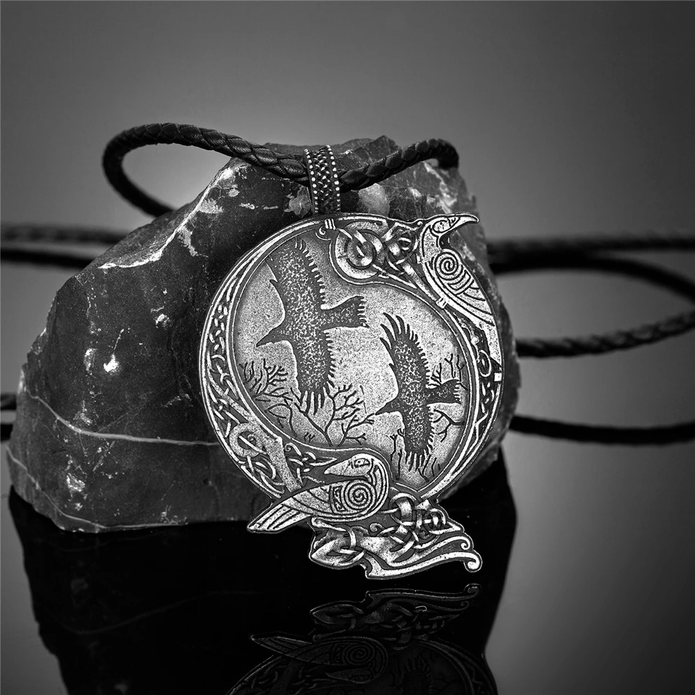 Ожерелье с вороном викинга Odin мужской амулет вегвизира античная бронза