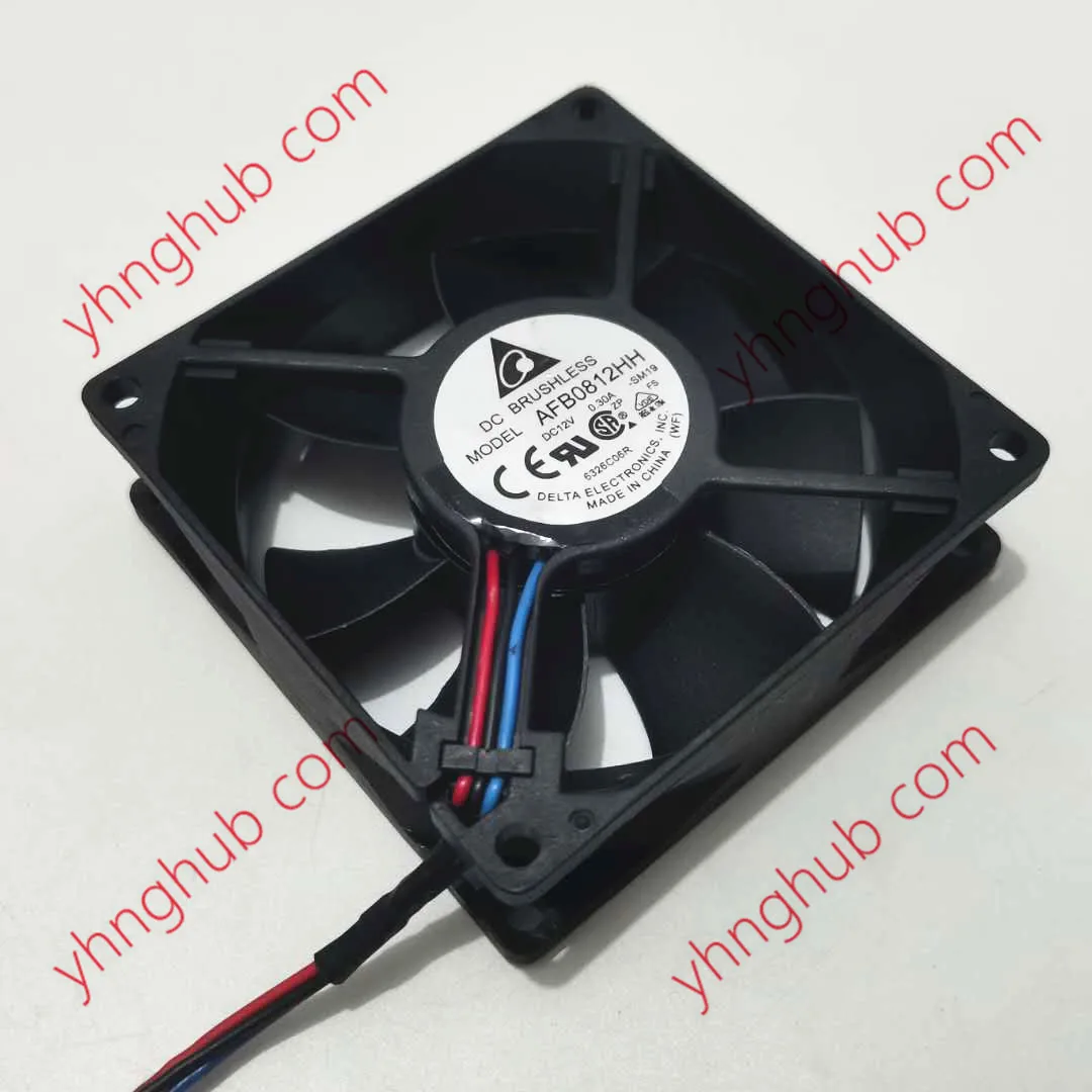 Серверный охлаждающий вентилятор Delta Electronics AFB0812HH SM19, 12 В постоянного тока, 0,30 А, 80x80x25 мм, 3 провода