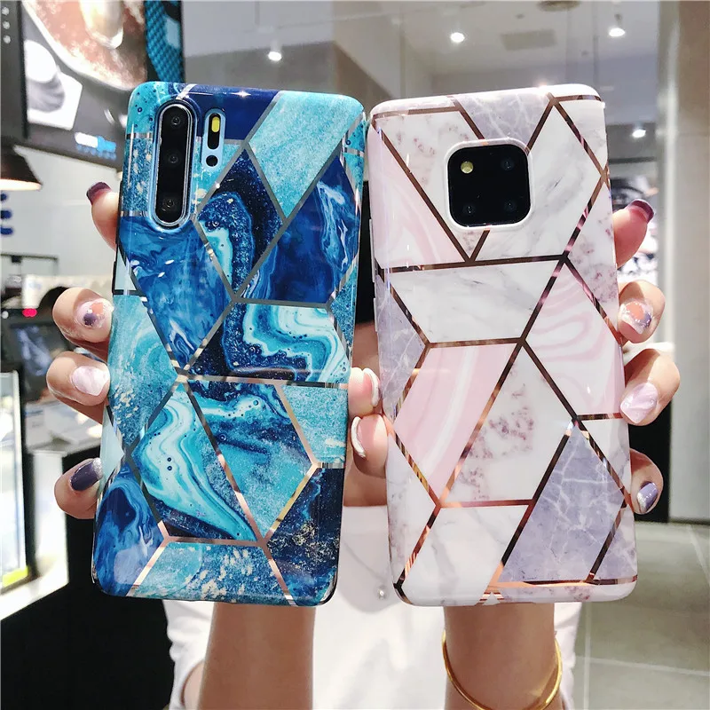 Для Honor 10 Lite 9X 8s 8a 8x 7c 20s геометрический мраморный мягкий IMD чехол для телефона Y9 Prime