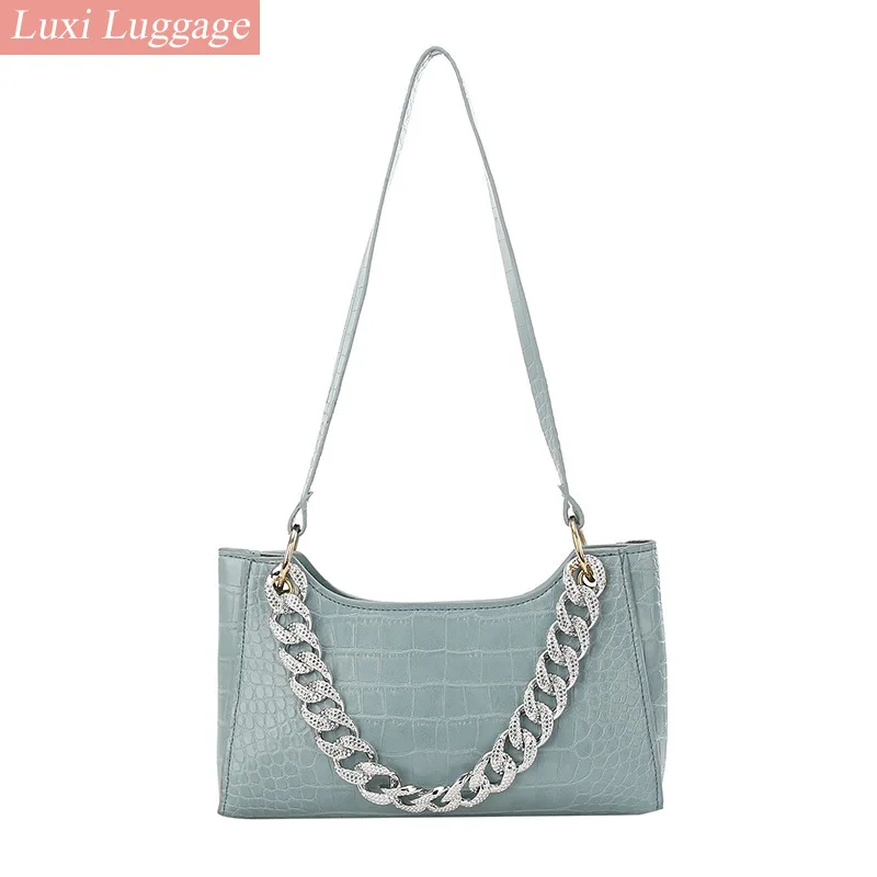 

Crocodile Pattern Square Chain Bag 2021 Fashion New High Quality Soft Pu Leather Women's Designer Handbag Shoulder Messenger Bag