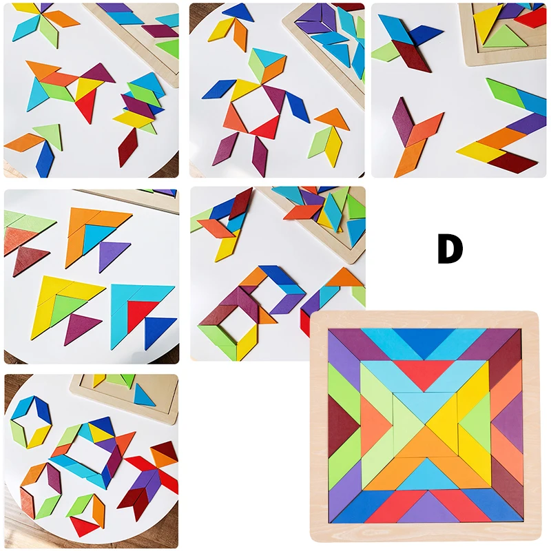 

Kids Rainbow Montessori Wooden Puzzle Toys Art Educational Geometric Jigsaw Imagination Training Mandala Blocks Toys Brain Games
