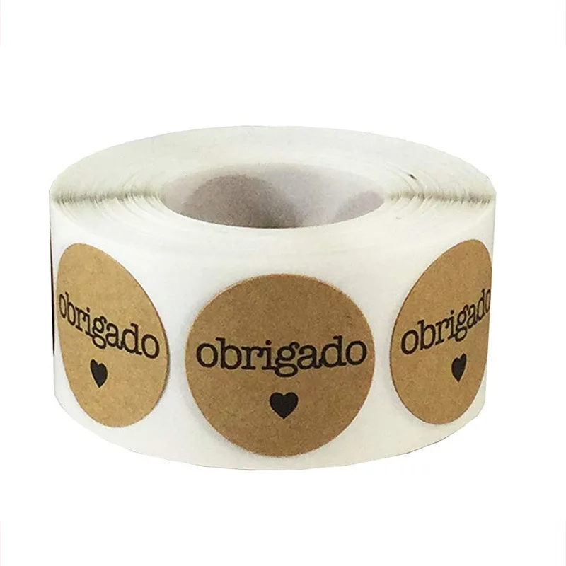 

Obrigada Portuguese Thank You Natural Kraft labels Stickers for seal label and package stickers scrapbooking stationery sticker