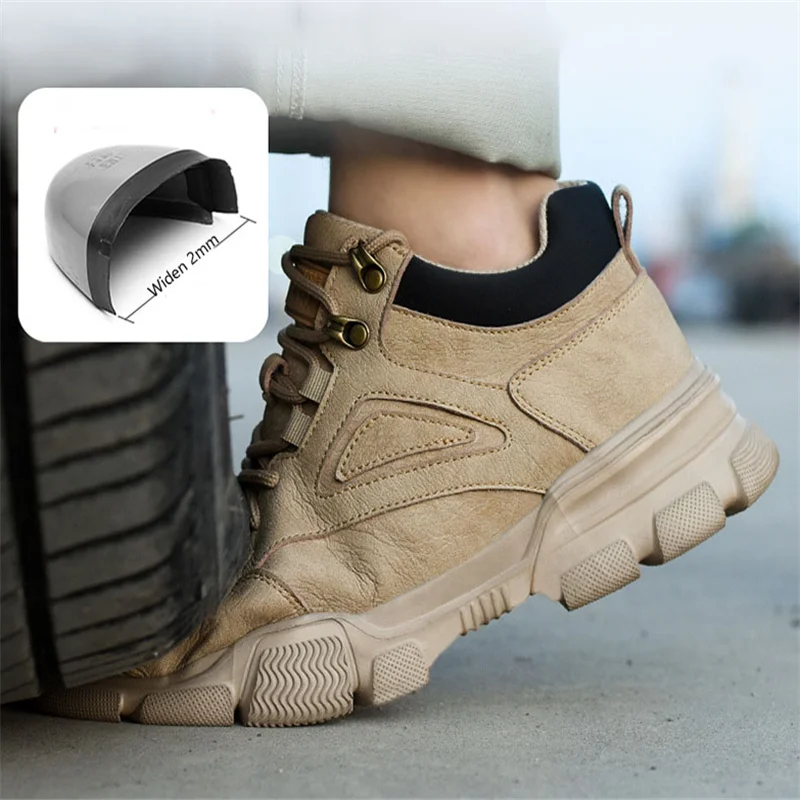 

Spring New Indestructible Mens Safety Work Shoes Anti-Smashing Steel Toe Work Boots Outdoor Sports Puncture Resistant Work Shoes