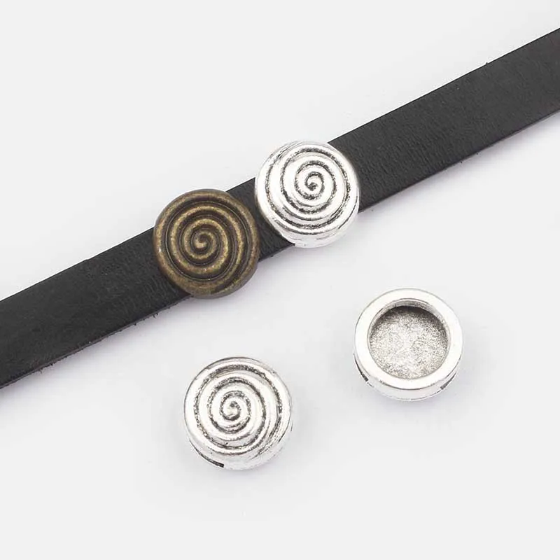 10 шт. тибетский серебристый/Бронзовый спиральный слайдер разделитель бусины для