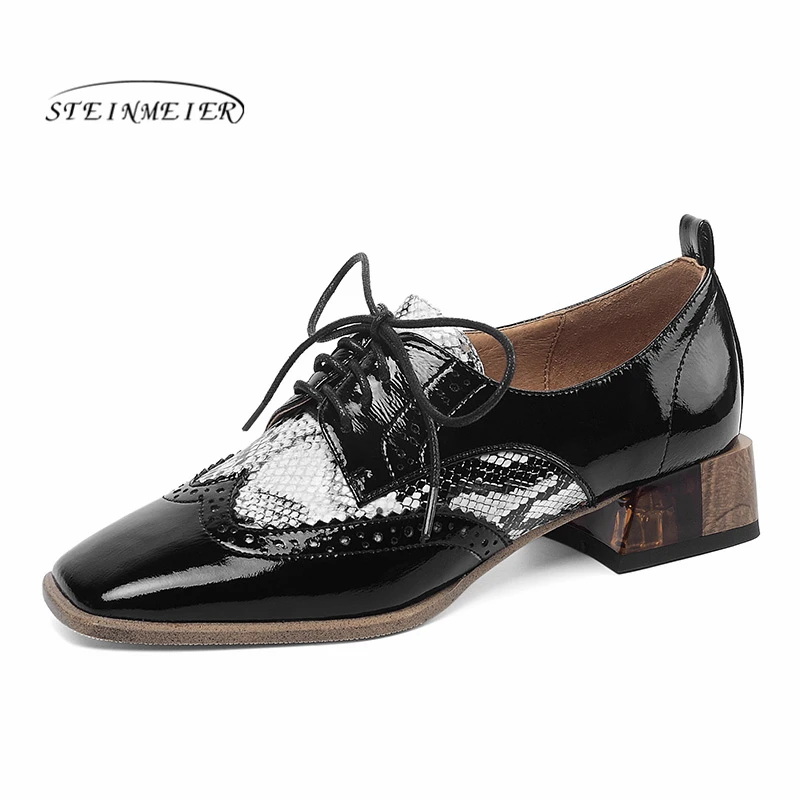 Женские Летние кожаные туфли женские броги женская обувь на плоской подошве