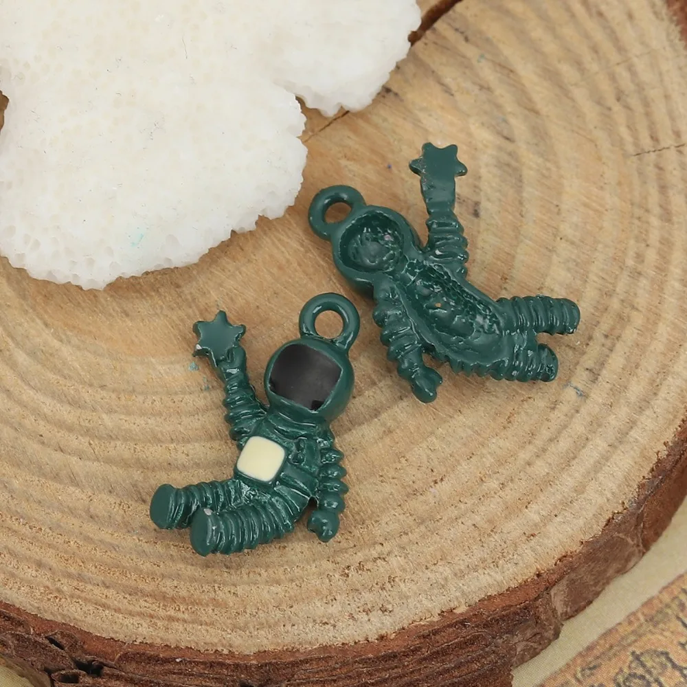 DoreenBeads Мода цинковый сплав подвеска с изображением галактики астронавт, космонавт бежевый красочный эмаль амулеты «сделай сам» 22 мм x 16 мм, 5 шт
