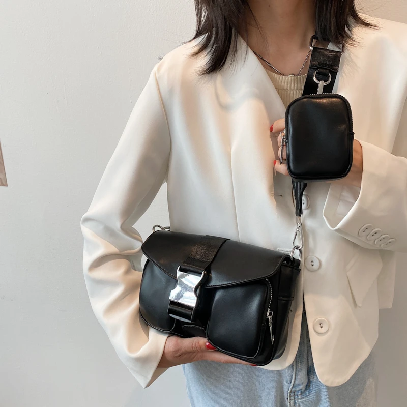 

Fashion Wide Shoulder Strap Shoulder Messenger Bags for Women 2021 Leather Small Square Bag Casual Crossbody