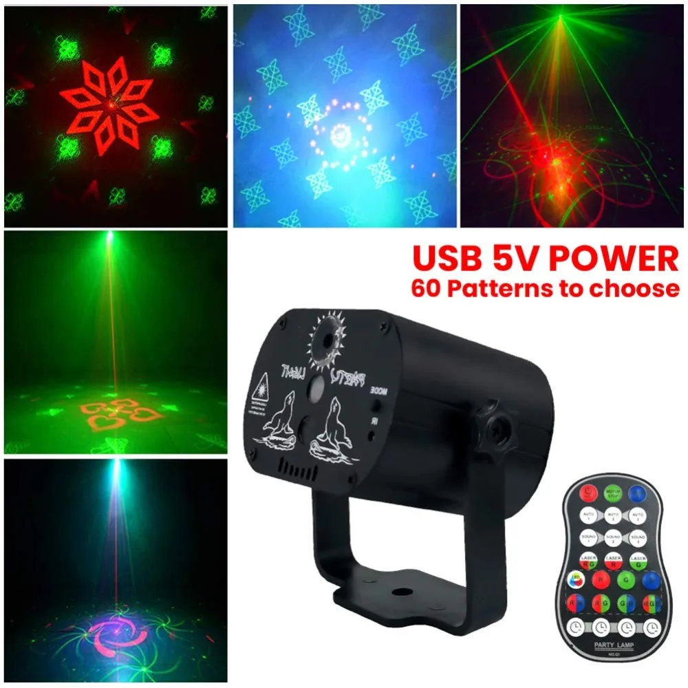 60 моделей светодиодный светильник для сцены s KTV Bar Flash USB Перезаряжаемый вечерние светильник RGB DJ диско-проектор стробоскоп лампа с пультом дистанционного управления
