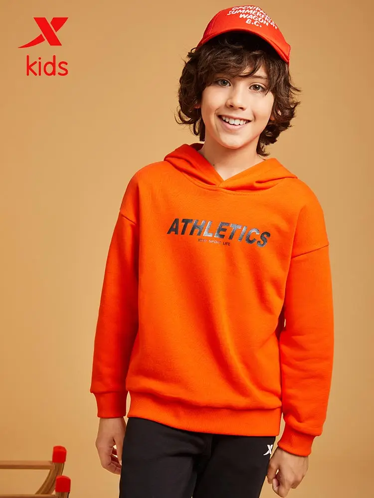 Xtep/Модная толстовка с капюшоном для мальчиков и девочек Детский Повседневный