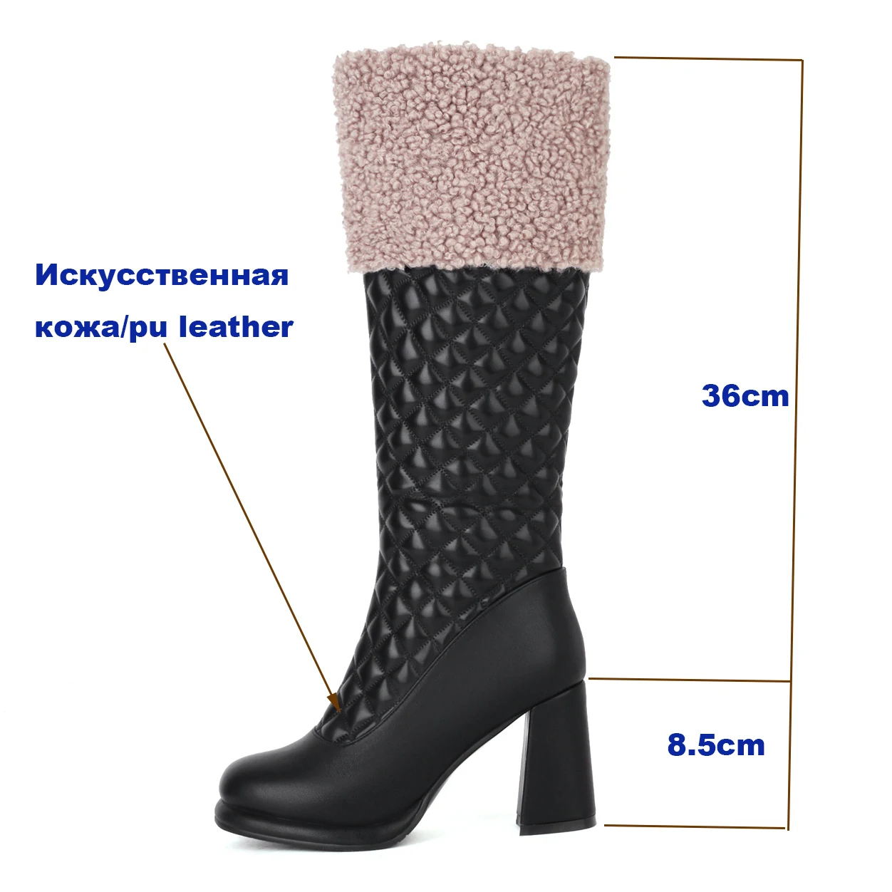 

Aliona Shoo Brand New Female Platform Knee High Boots Fashion Chunky Heels Long Boots Women Party Shoes Woman Black Shoes Women