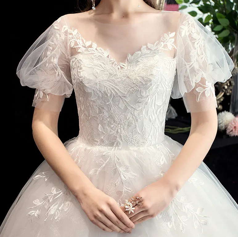 Роскошное кружевное свадебное платье с вышивкой элегантное благородное