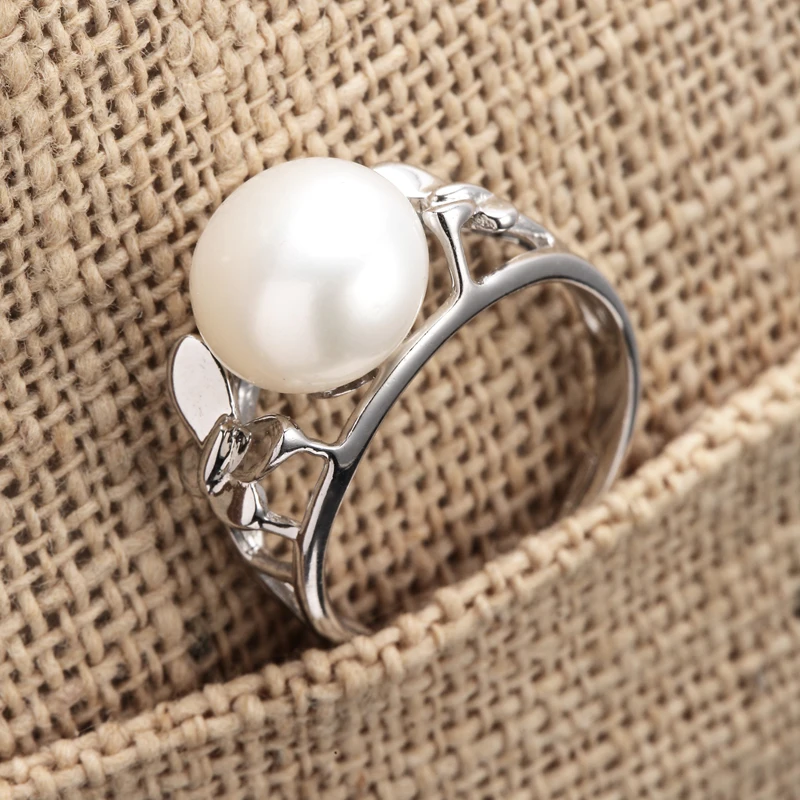 925 пробы Серебряное кольцо с бабочкой кольца натуральным пресноводным жемчугом
