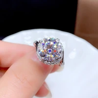sterling silver 925 mosan diamond ring 5 0ctd color vvs1 clarity luxury jewelry wedding engagement proposal for women