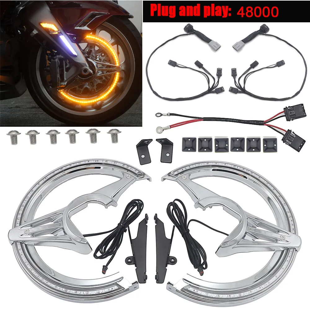 

New For Honda GL1800 Goldwing Motorcycle Accessories Chrome Black Brake Disc Rotors Covers LED Cornering Lamp 2018-UP 2019 2020