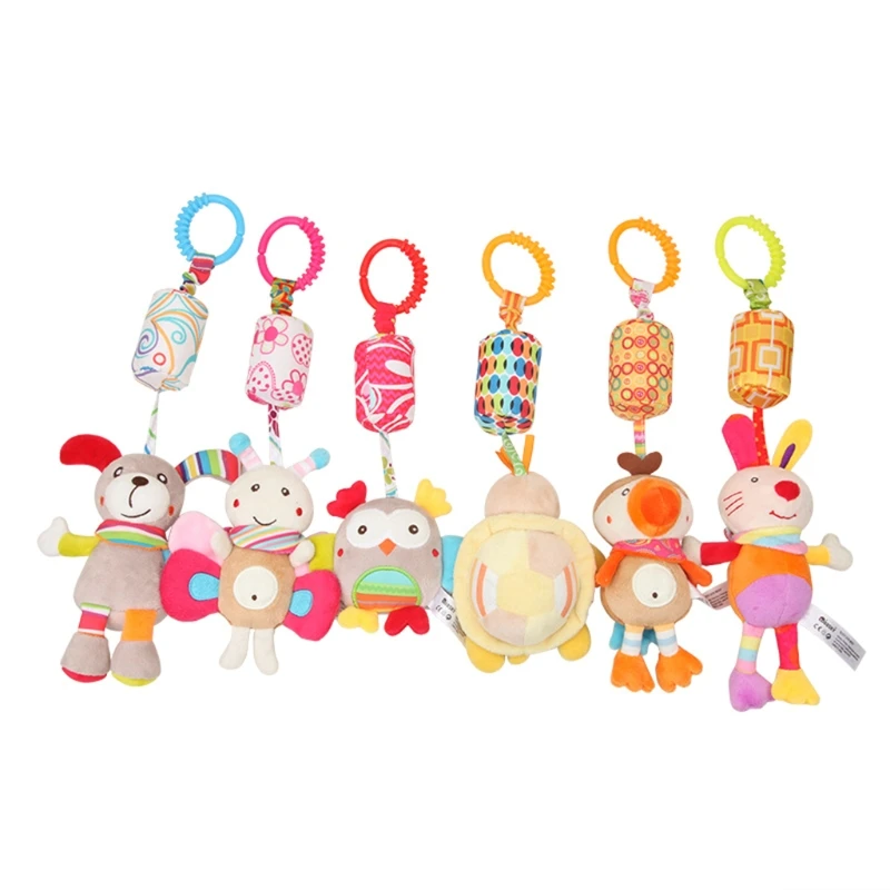

Cute Animal Shaped Rattle Baby Gifts Infant Bed Around Decoration Hanging Toy with Bell Inside Food Grade Toys
