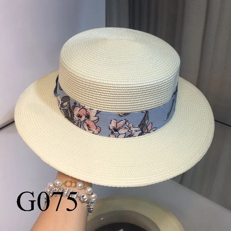 

G075 Straw hat silk scarf twill top hat star with the same paragraph Simple and elegant design fashion Personalized rookie hot