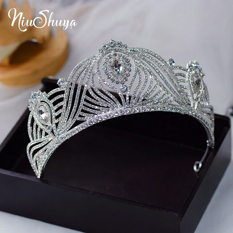 

NiuShuya Sparkling Crystal Brides Tiaras Crowns Woman Headpieces Rhinestones Wedding Hair Accessories