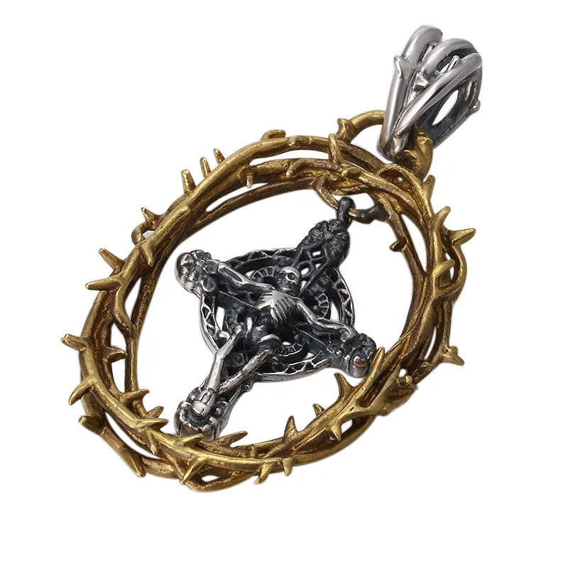 Женский креативный кулон из серебра 100% пробы с черепом и Иисусом|Подвески| |