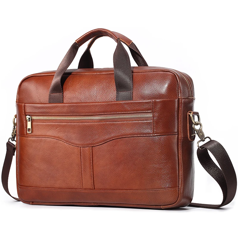 

Cow Genuine Leather Vintage Men's Business Shoulder Bag Office A4 Briefcases 14" Laptop Messenger Bags Handbags Large Capacity