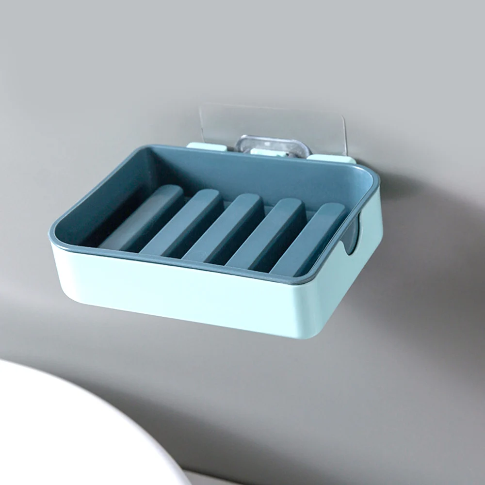 Двухслойный держатель для мыла без дырочек ванной комнаты клейкая установка