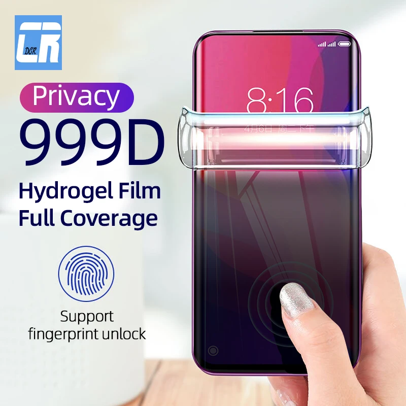 Гидрогелевая антишпионская полный закругленный протектор экрана 999D для Oppo Reno 3 4