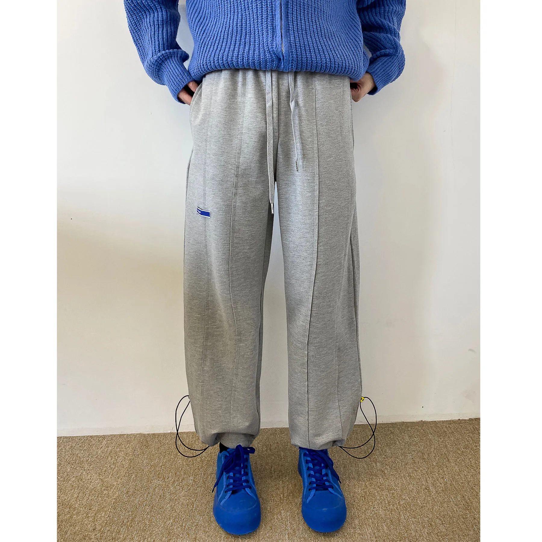 

Spring and autumn simple solid color versatile women's fashion trousers loose and versatile wide leg casual drawstring pants
