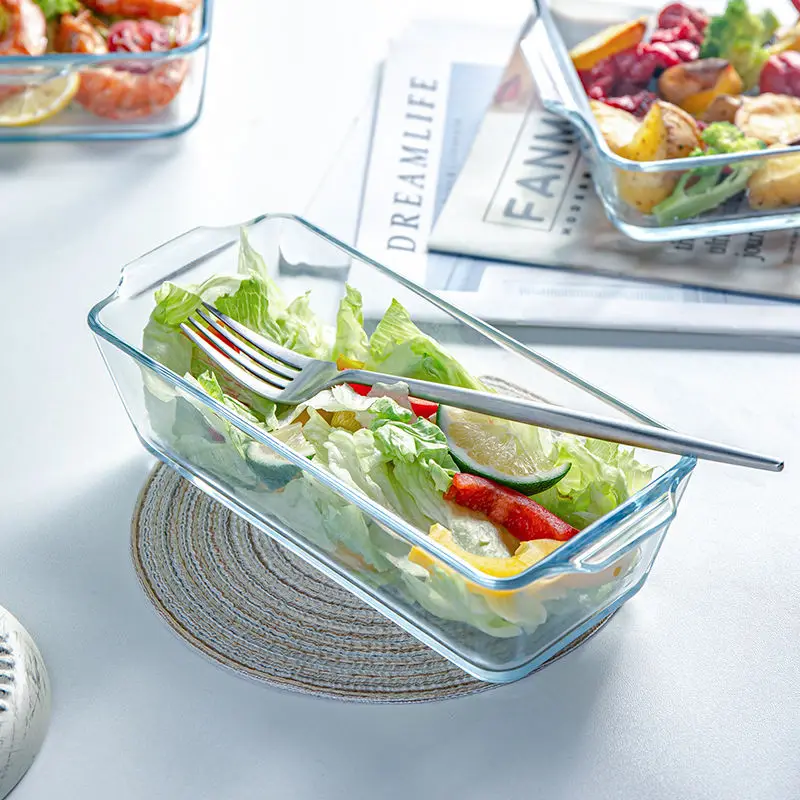 Тарелка для выпечки из закаленного стекла дома креативная прямоугольная тарелка