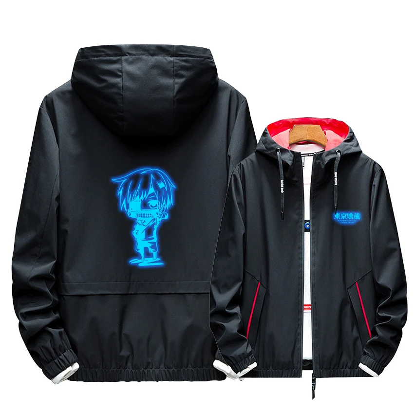 

Cosplay Hoodie Japanese Anime Tokyo Ghoul Role Touka Kirishima Print Zipper Luminous New Fashion Summer Casual Thin Sport Jacket
