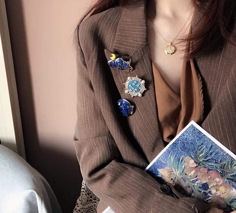 Корейский Новый Ван Гог Звездная ночь Подсолнечник масляная живопись кабошон