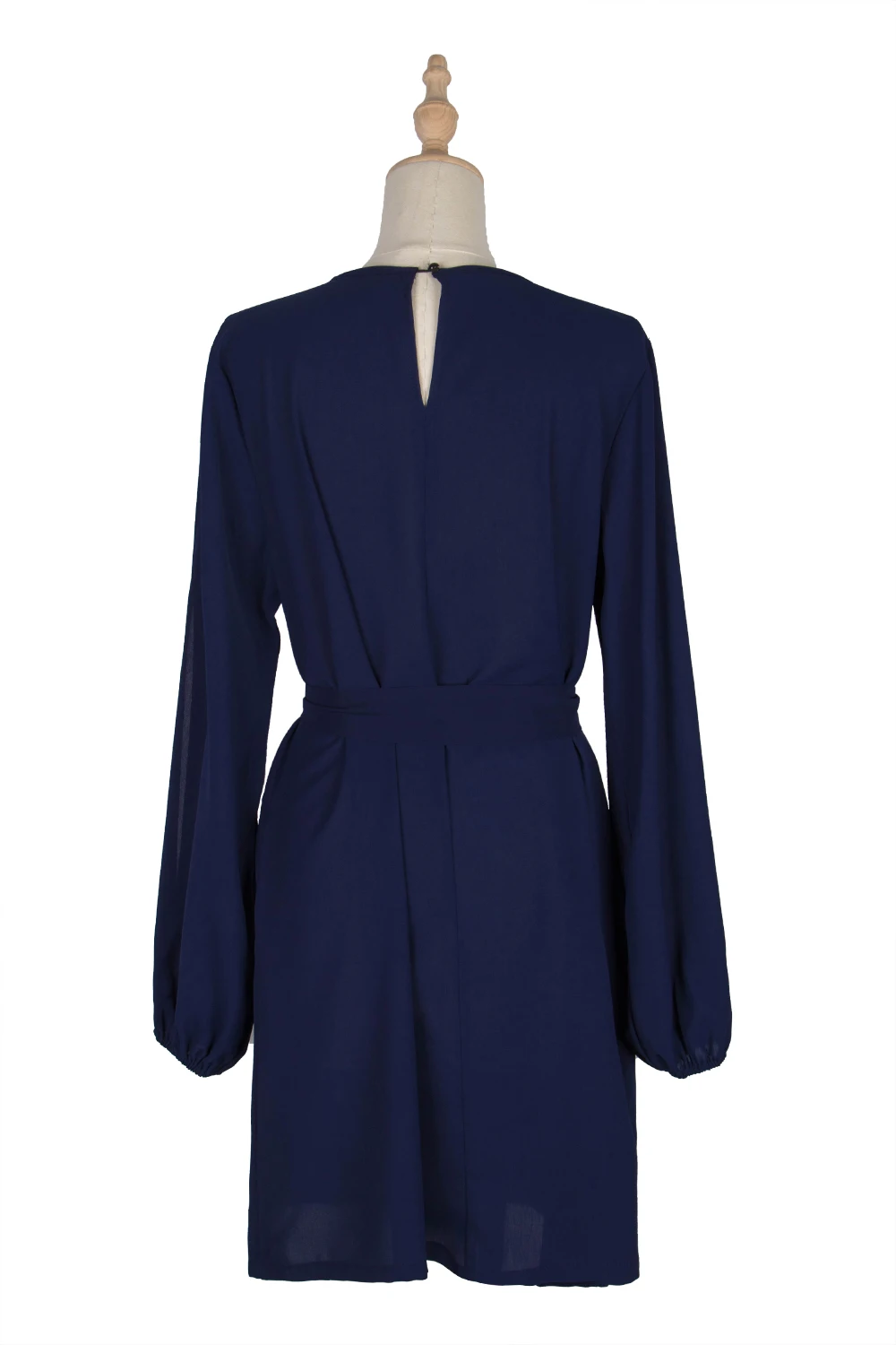 

Spring New Women Dress Long Sleeve Round Neck Skirt Leisure Chic Belt Dress
