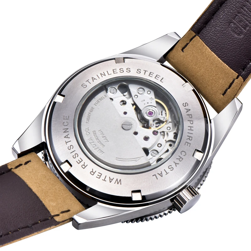 Мужские спортивные водонепроницаемые механические часы с синим циферблатом и