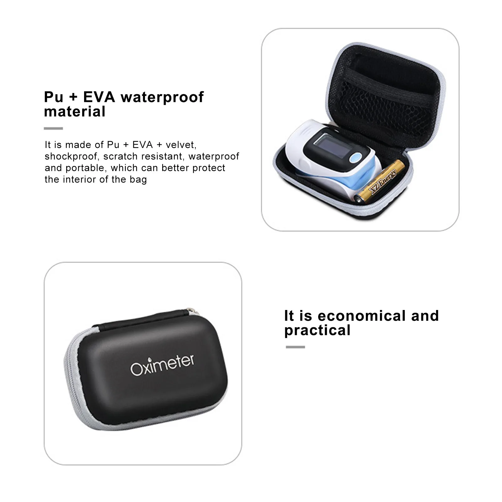 

Finger Pulse Oximeter Protective Case Portable Zipper Oximeter Storage Bag Overall Style Simple Generous Health Tools Box Cover