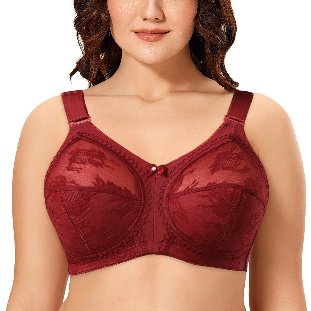 PaddedBra Lace Minimizer Push-Up Bra for Women with Full Cup, Wireless, Plus Size (B-H) PaddedBra Lace Minimizer Push-Up Bra for Women with Full Cup, Wireless, Plus Size (B-H)