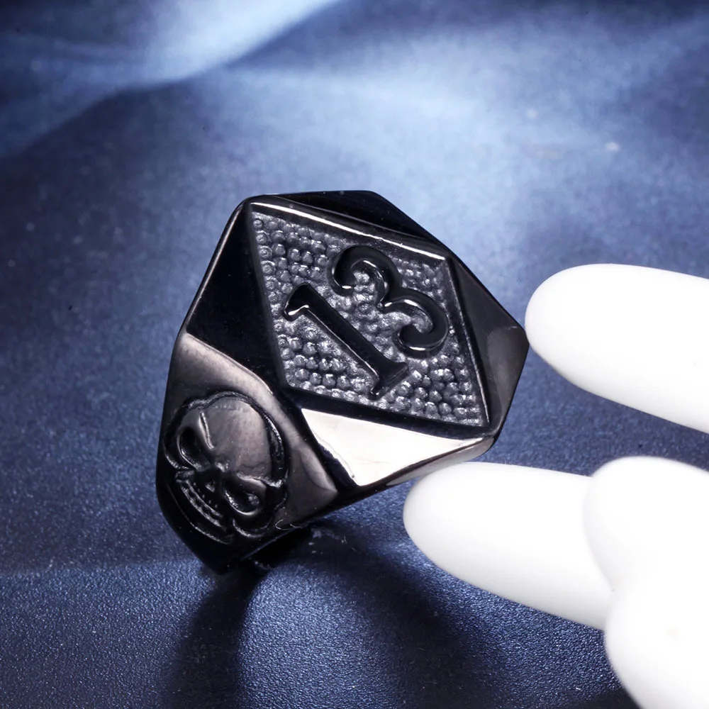 Прохладный Lucky 13 кольцо из нержавеющей стали в виде черепа для мужчин женщин